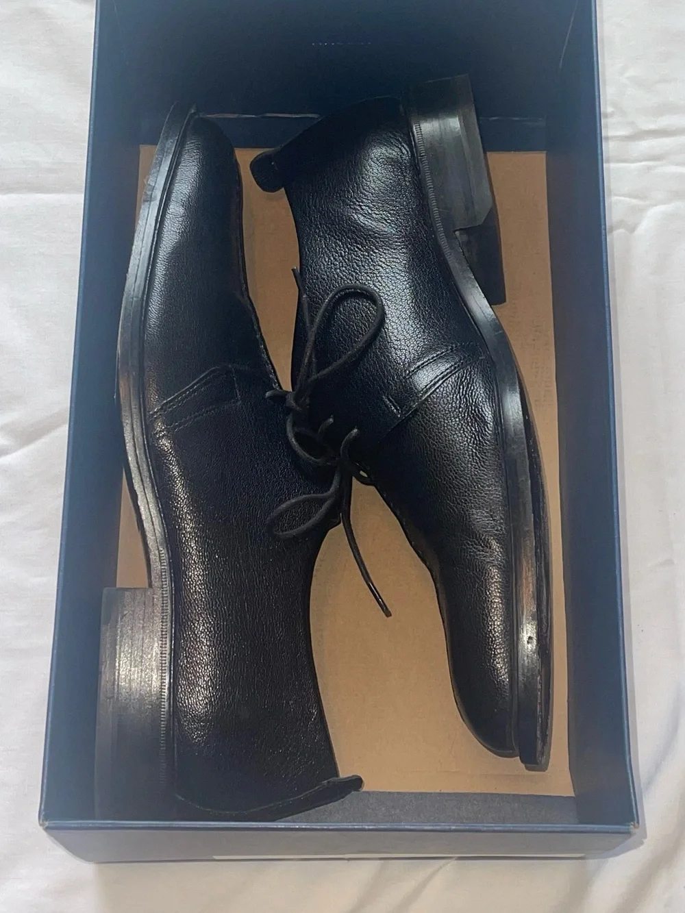 Cole Haan Black Leather Derby Lace-Up Shoes